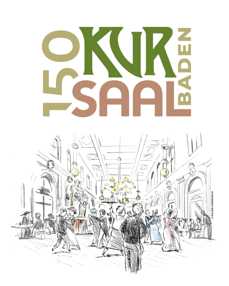 Das Log zu 150 Jahre Kursaal: Die Schrift zeigt in Gold die Zahl «150», in Grün das Wort «Kur» und in Bronze das Wort «Park»